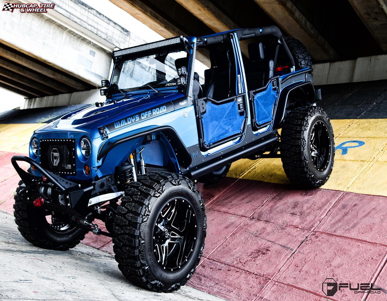 vehicle gallery/jeep wrangler fuel full blown d254 22X14  Gloss Black & Milled wheels and rims
