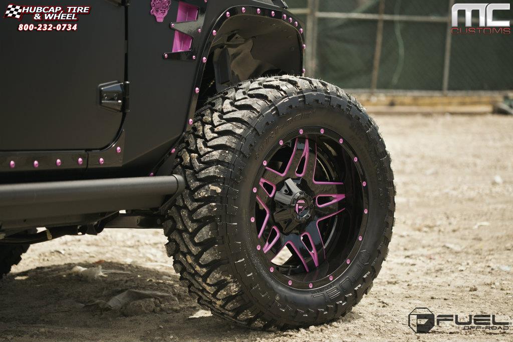 vehicle gallery/jeep wrangler fuel full blown d254 20X10  Gloss Black & Milled wheels and rims