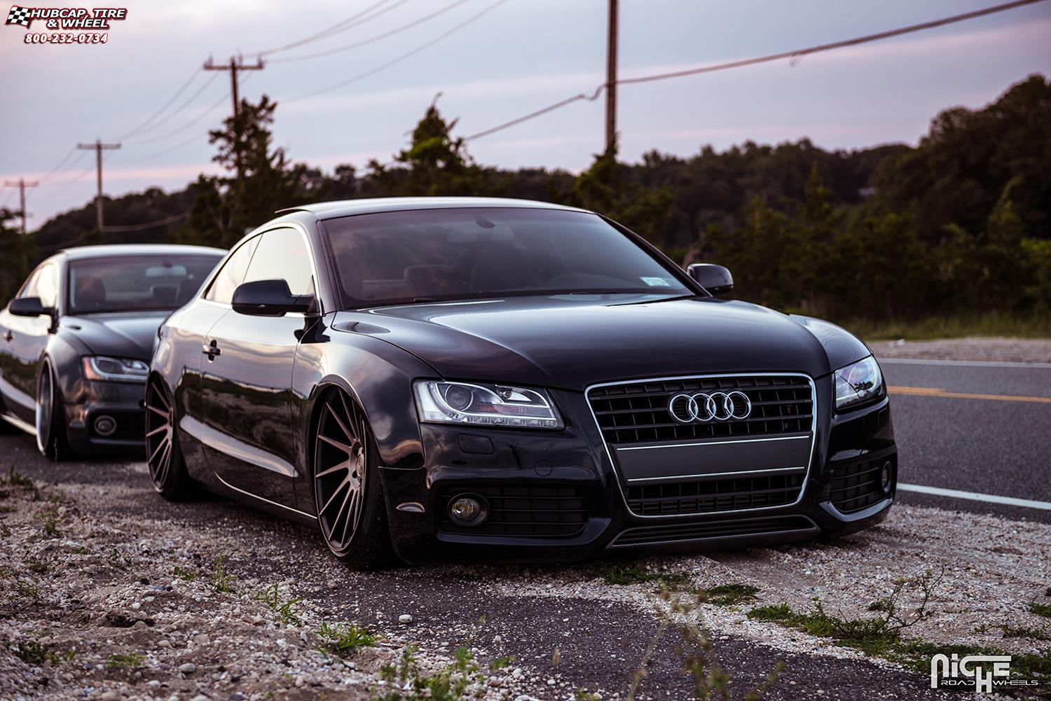 vehicle gallery/audi a5 niche surge m114 20x105 Black & Machined w/ Dark Tint wheels and rims