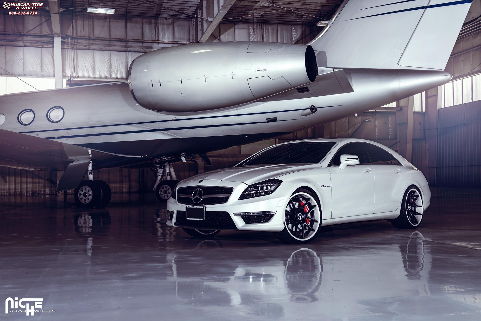 vehicle gallery/mercedes benz cls 63 niche targa 21x9  Brushed-Matte DDT Face | Matte Black Windows | Brushed Gloss DDT Lip wheels and rims