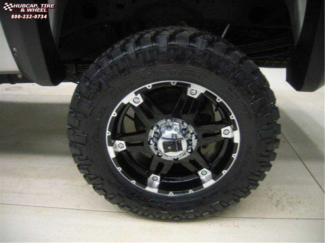 vehicle gallery/chevrolet silverado 2500 xd series xd797 spy x  Gloss Black Machined wheels and rims