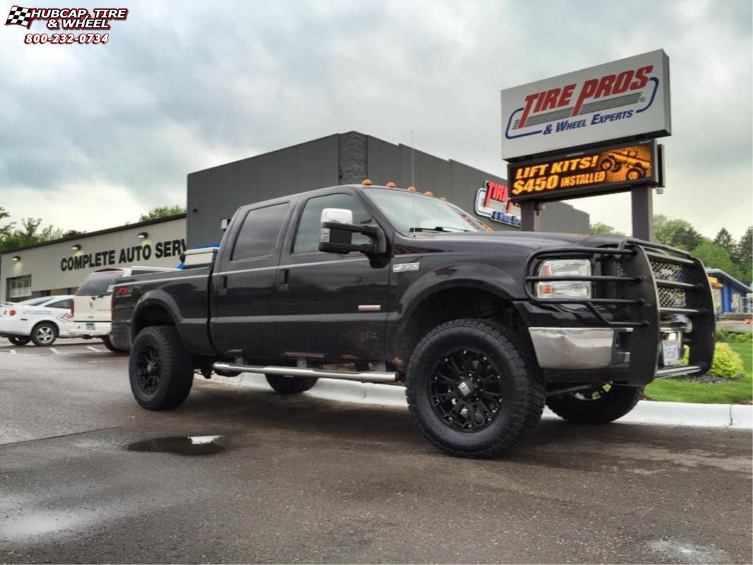vehicle gallery/ford f 350 xd series xd800 misfit  Matte Black wheels and rims