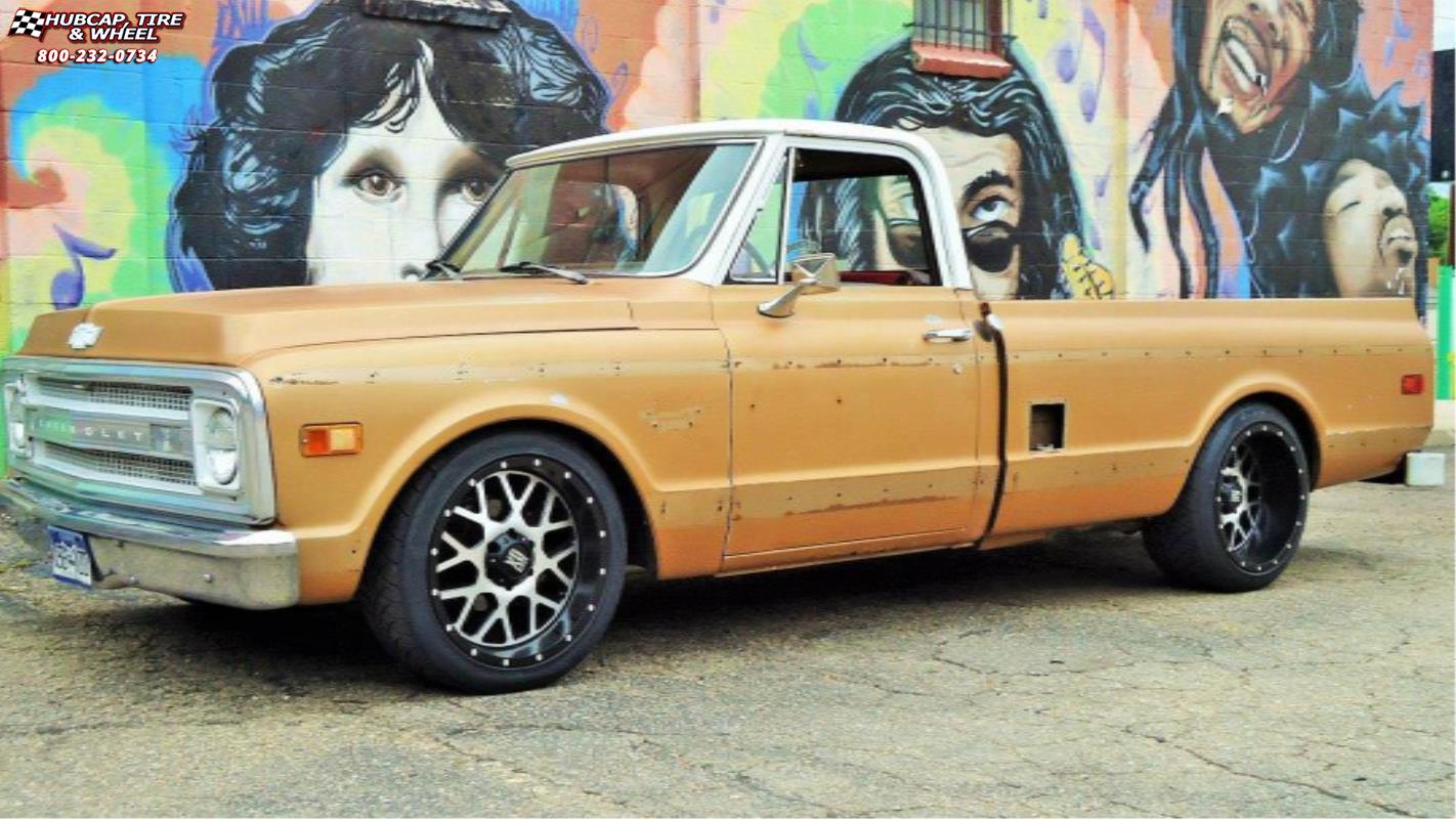 vehicle gallery/chevrolet c 10 xd series xd820 grenade  Satin Black Machined Face wheels and rims
