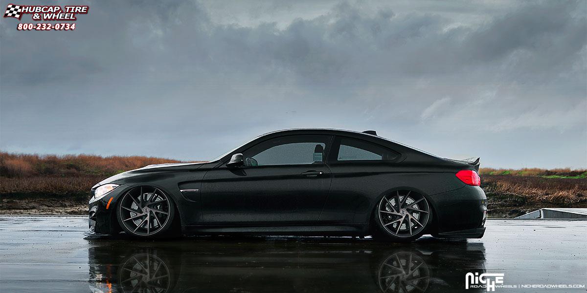 vehicle gallery/bmw m4 niche invert m163 20x105  Black & Machined with Dark Tint wheels and rims