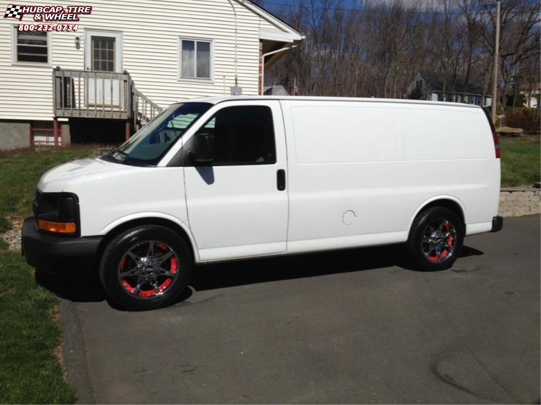 vehicle gallery/2013 chevrolet express 1500 moto metal mo961 20X8.50  Chrome Red Insert wheels and rims