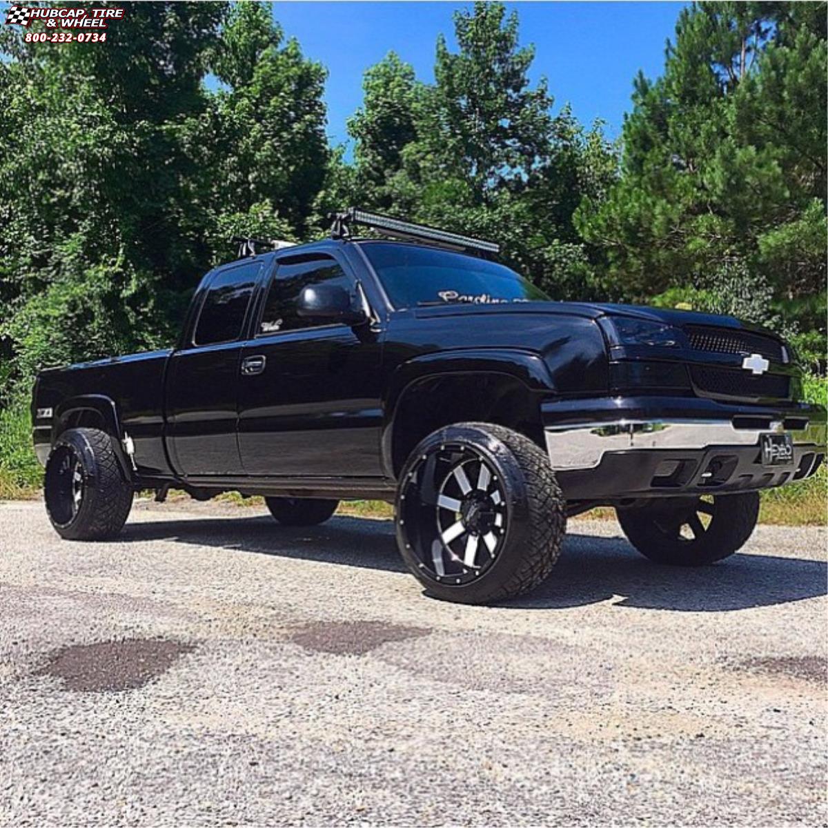 vehicle gallery/chevrolet silverado 1500 moto metal mo962  Gloss Black Machined wheels and rims