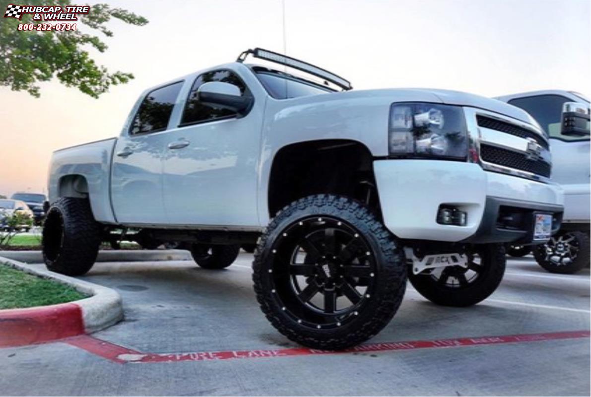 vehicle gallery/chevrolet silverado 1500 moto metal mo962  Gloss Black & Milled wheels and rims