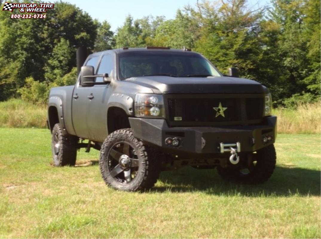 vehicle gallery/chevrolet silverado 1500 xd series xd775 rockstar x  Matte Black wheels and rims