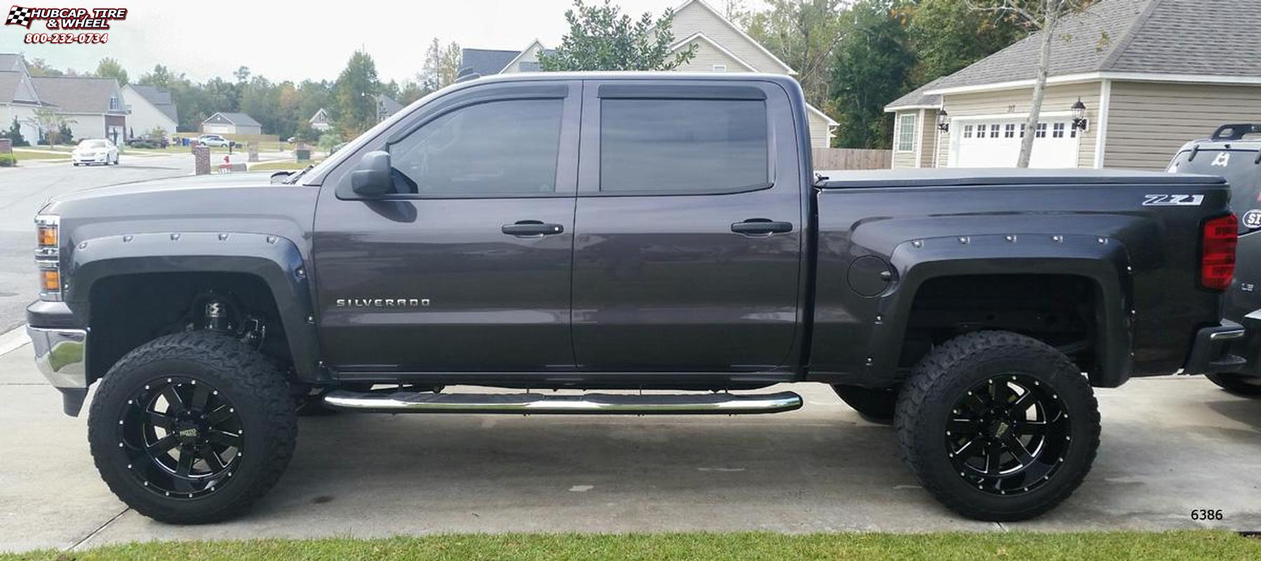 vehicle gallery/2014 chevrolet silverado 2500 hd moto metal mo962  Gloss Black & Milled wheels and rims