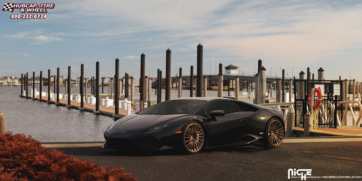 vehicle gallery/lamborghini huracan niche majorca 20x9  Brushed Fixture Bronze Matte wheels and rims