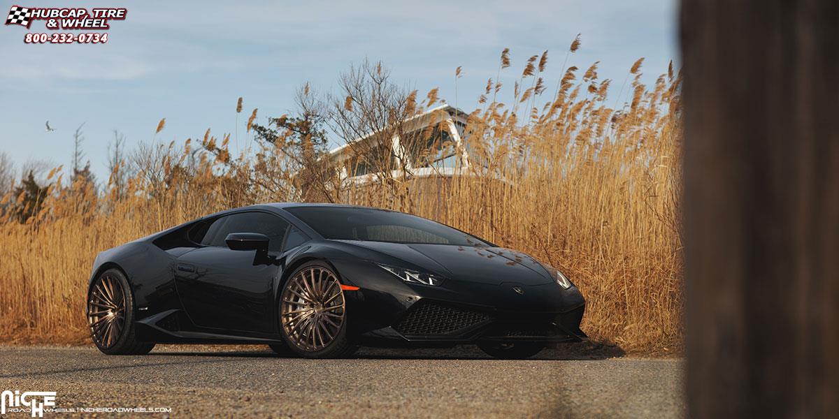 vehicle gallery/lamborghini huracan niche majorca 20x9  Brushed Fixture Bronze Matte wheels and rims