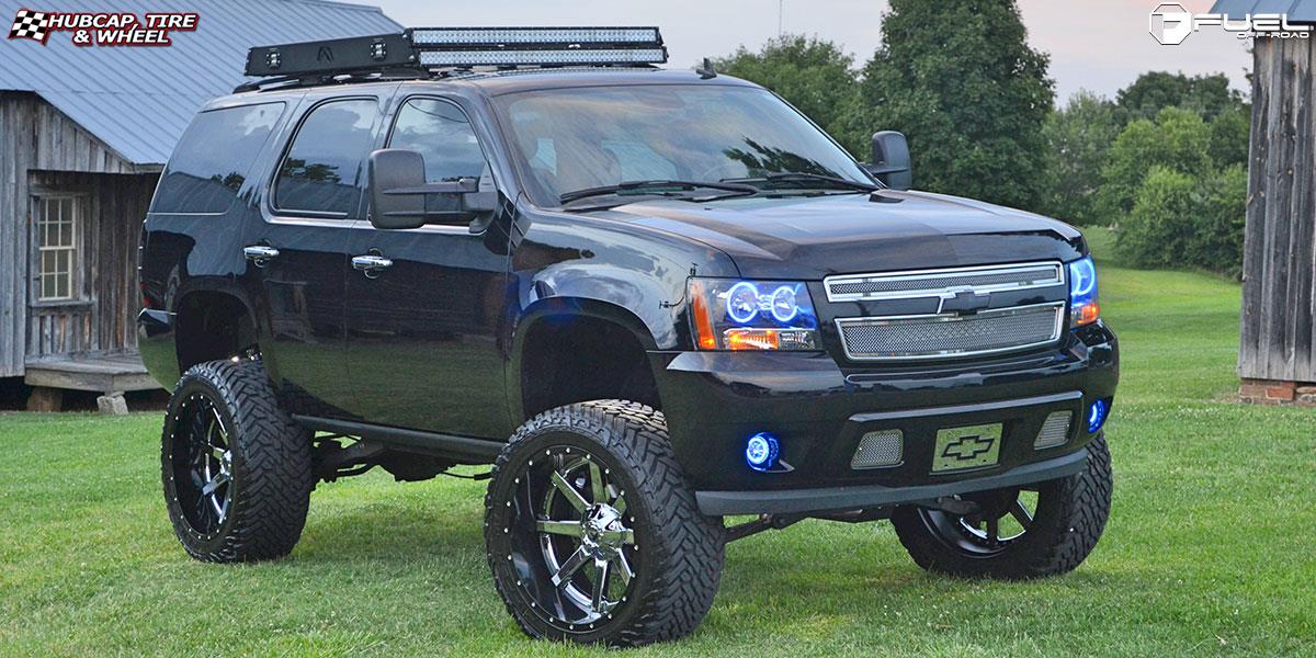 vehicle gallery/chevrolet tahoe fuel maverick d260 24X12  Chrome with Gloss Black Lip wheels and rims