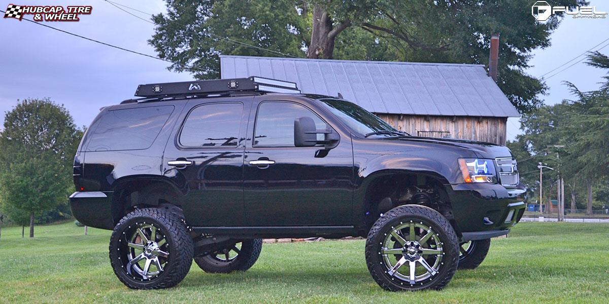 vehicle gallery/chevrolet tahoe fuel maverick d260 24X12  Chrome with Gloss Black Lip wheels and rims