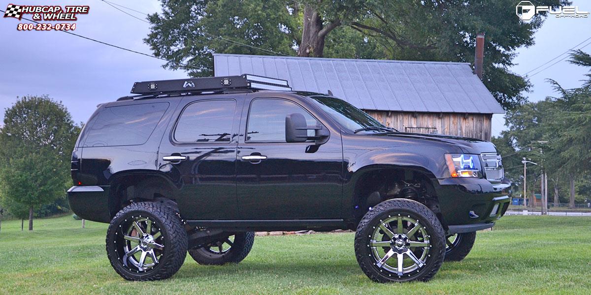 vehicle gallery/chevrolet tahoe fuel maverick d260 24X12  Chrome with Gloss Black Lip wheels and rims