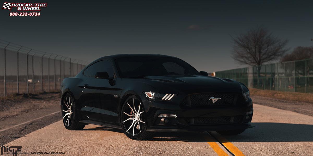 vehicle gallery/ford mustang niche ascari m166 20x10  Gloss Black with Brushed Face wheels and rims