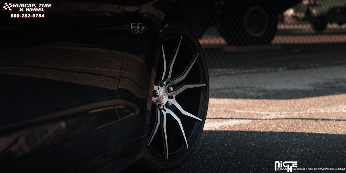 vehicle gallery/ford mustang niche ascari m166 20x10 Gloss Black with Brushed Face wheels and rims