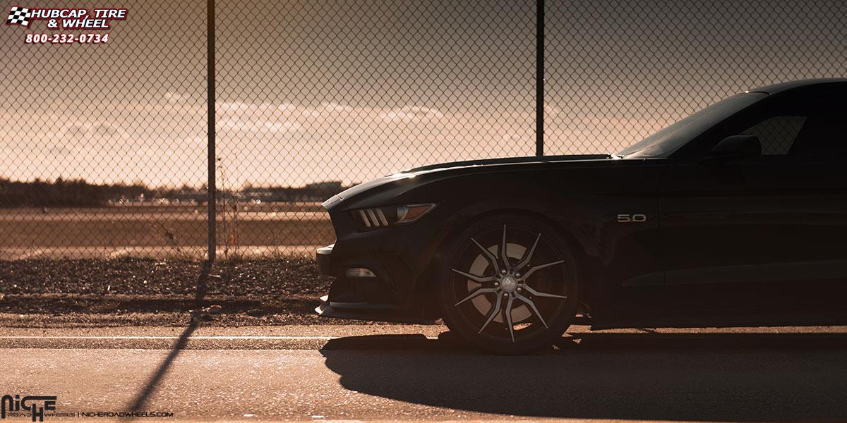 vehicle gallery/ford mustang niche ascari m166 20x10 Gloss Black with Brushed Face wheels and rims