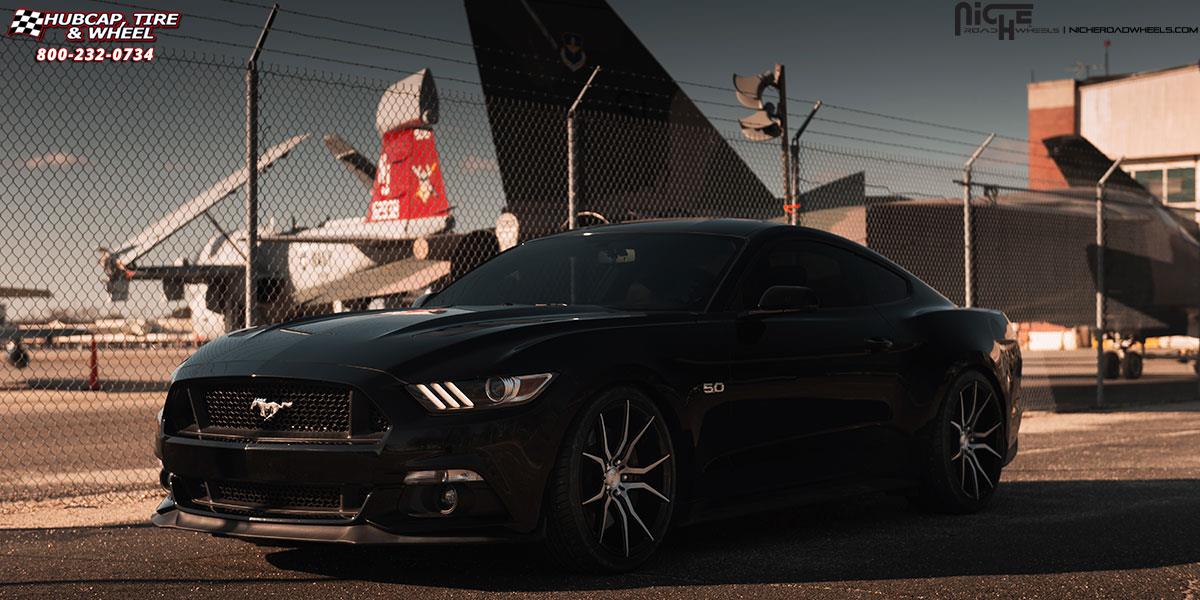 vehicle gallery/ford mustang niche ascari m166 20x10 Gloss Black with Brushed Face wheels and rims