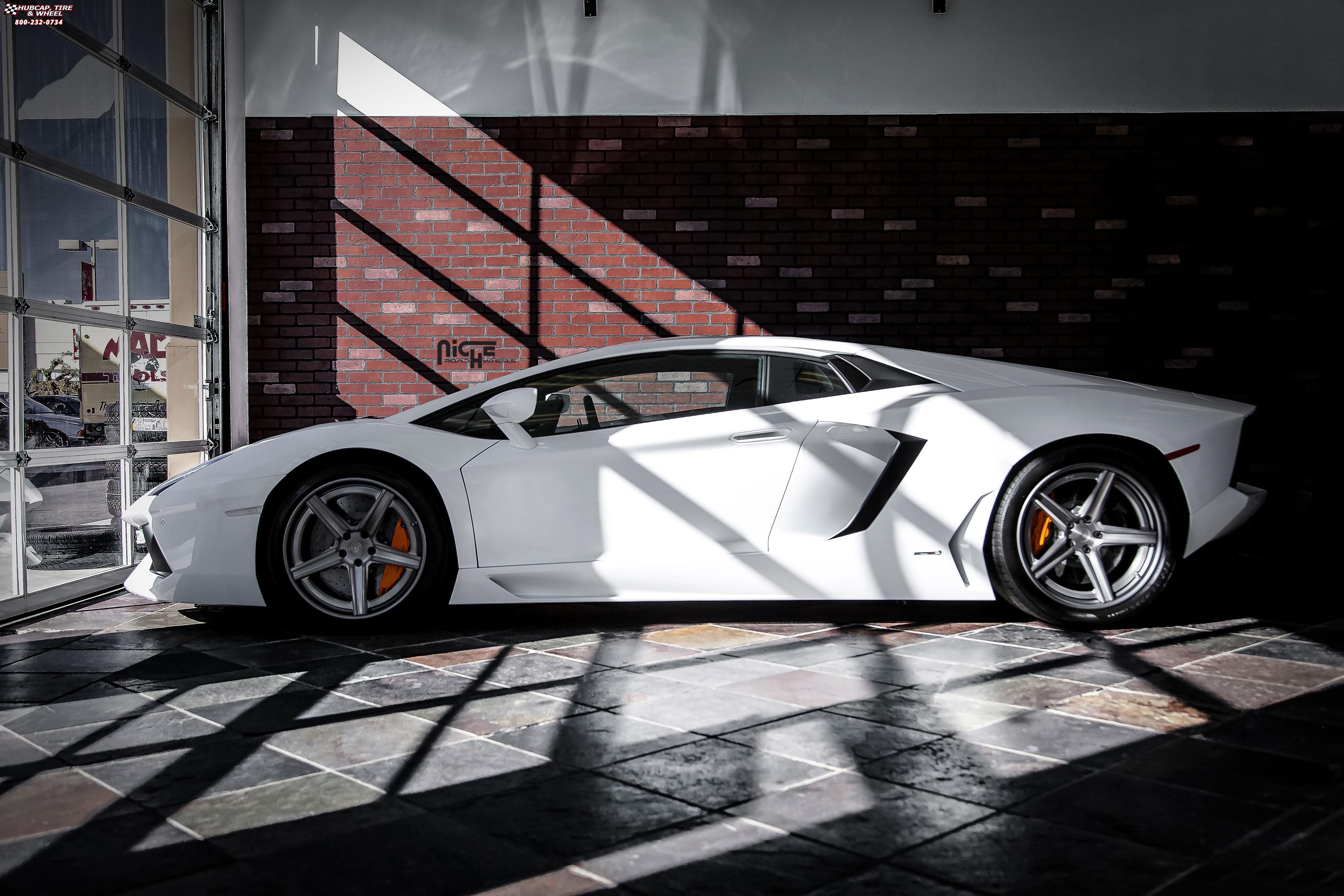 vehicle gallery/lamborghini aventador niche apex 19x9  Black & Machined with Dark Tint wheels and rims