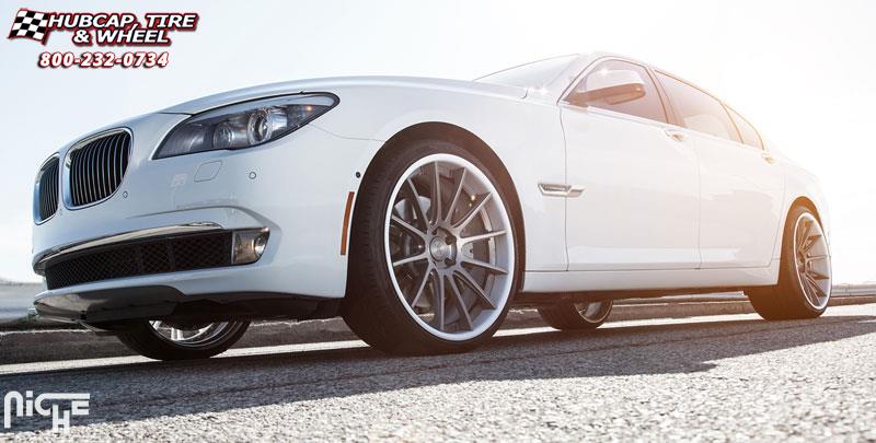 vehicle gallery/bmw 750li niche agile 22x95  Gloss Silver Windows Brushed Face | Polished Lip wheels and rims