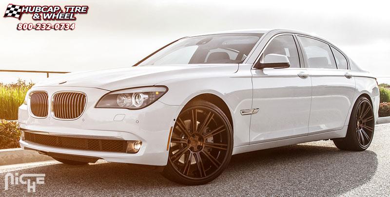 vehicle gallery/bmw 750li niche laguna 22x95  Matte Black, DDT Face, Matte Black Lip wheels and rims