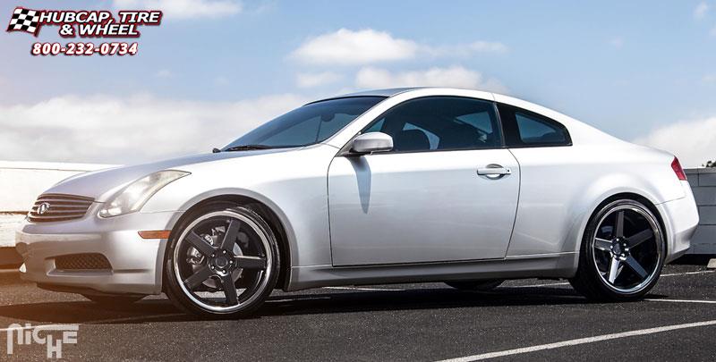 vehicle gallery/infiniti g35 niche nurburg m880 20x85 Matte Black / Black Stainless wheels and rims