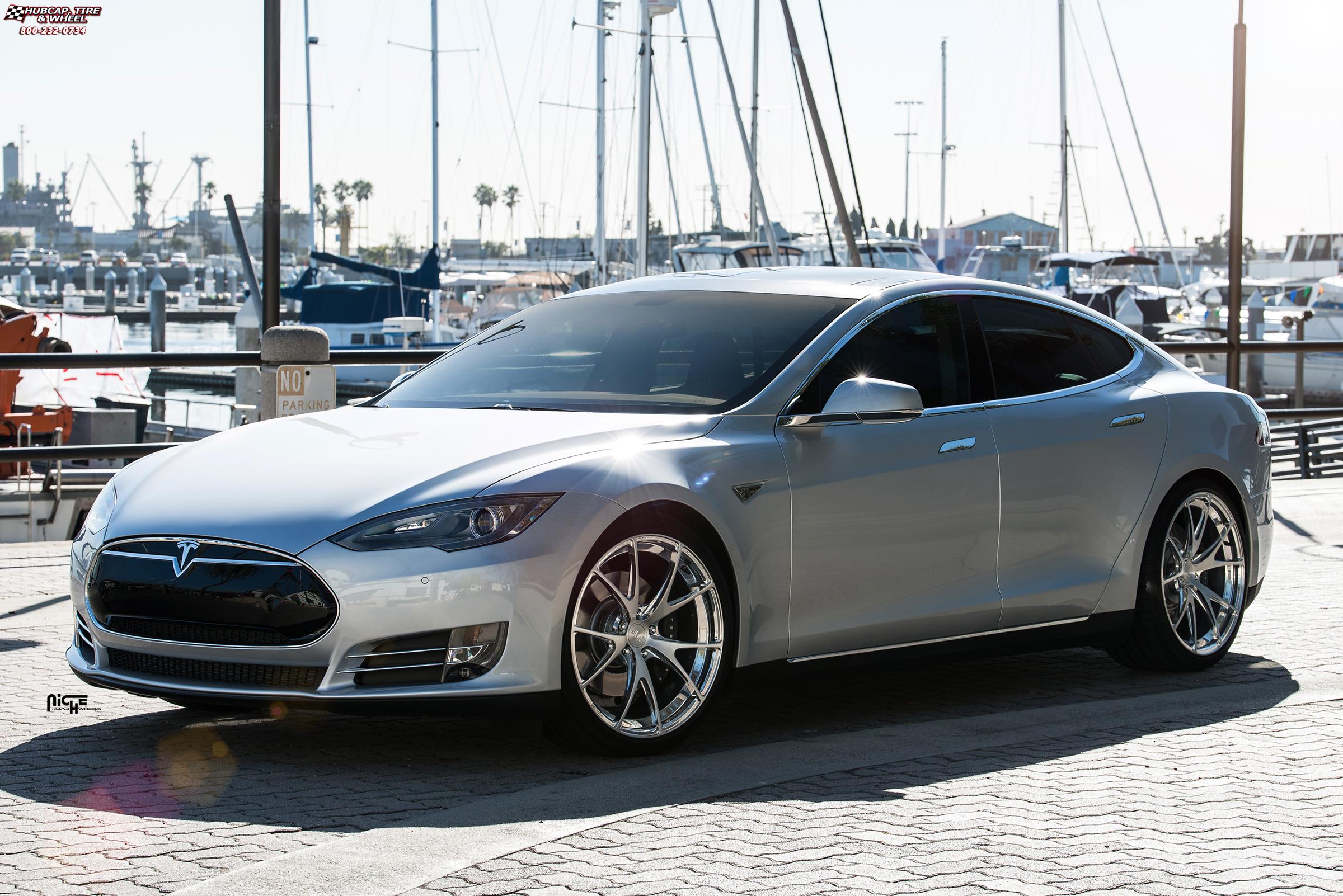 vehicle gallery/tesla model s p85 niche stuttgart 21x9  Brushed Face | Hi Luster Polished Windows | Brushed Barrel wheels and rims