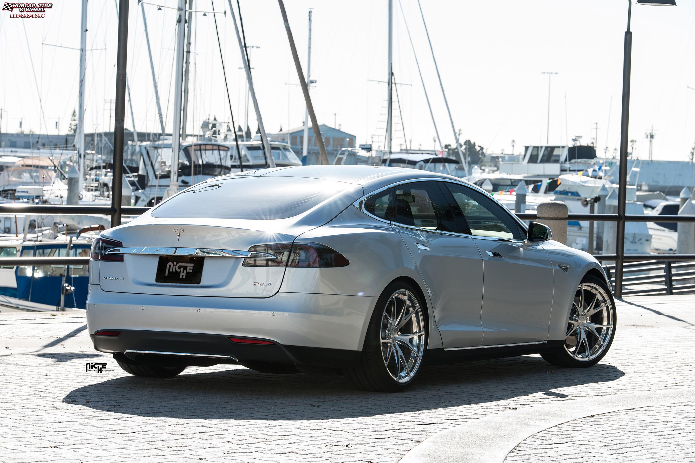 vehicle gallery/tesla model s p85 niche stuttgart 21x9  Brushed Face | Hi Luster Polished Windows | Brushed Barrel wheels and rims