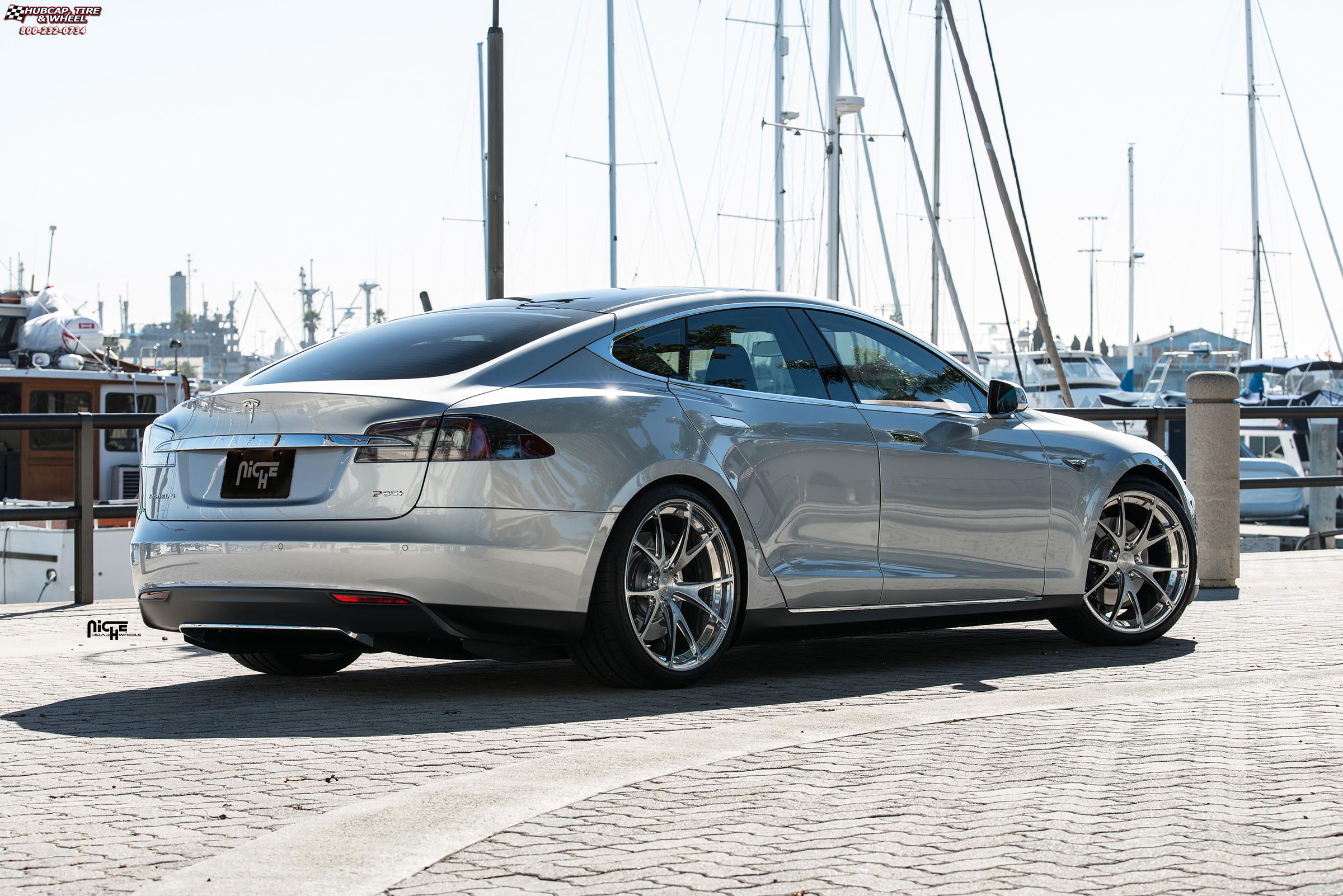 vehicle gallery/tesla model s p85 niche stuttgart 21x9  Brushed Face | Hi Luster Polished Windows | Brushed Barrel wheels and rims