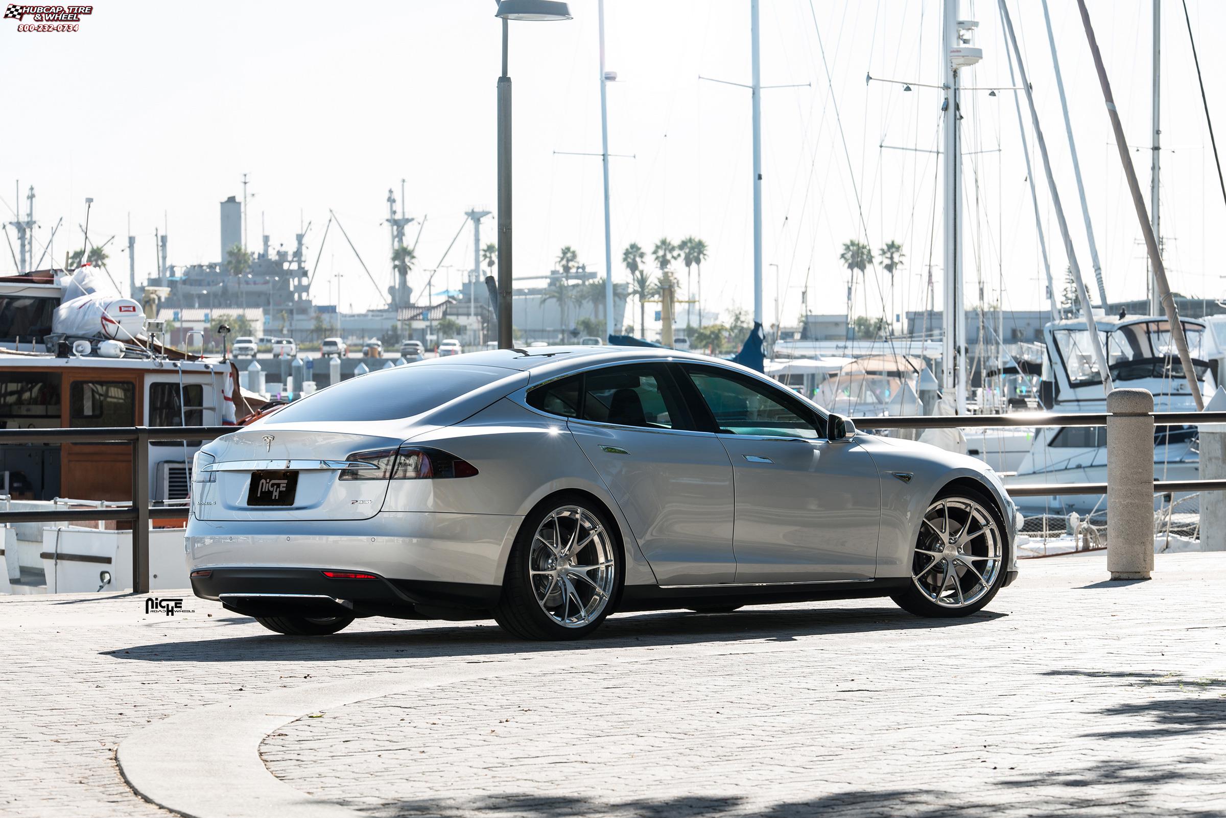 vehicle gallery/tesla model s p85 niche stuttgart 21x9  Brushed Face | Hi Luster Polished Windows | Brushed Barrel wheels and rims