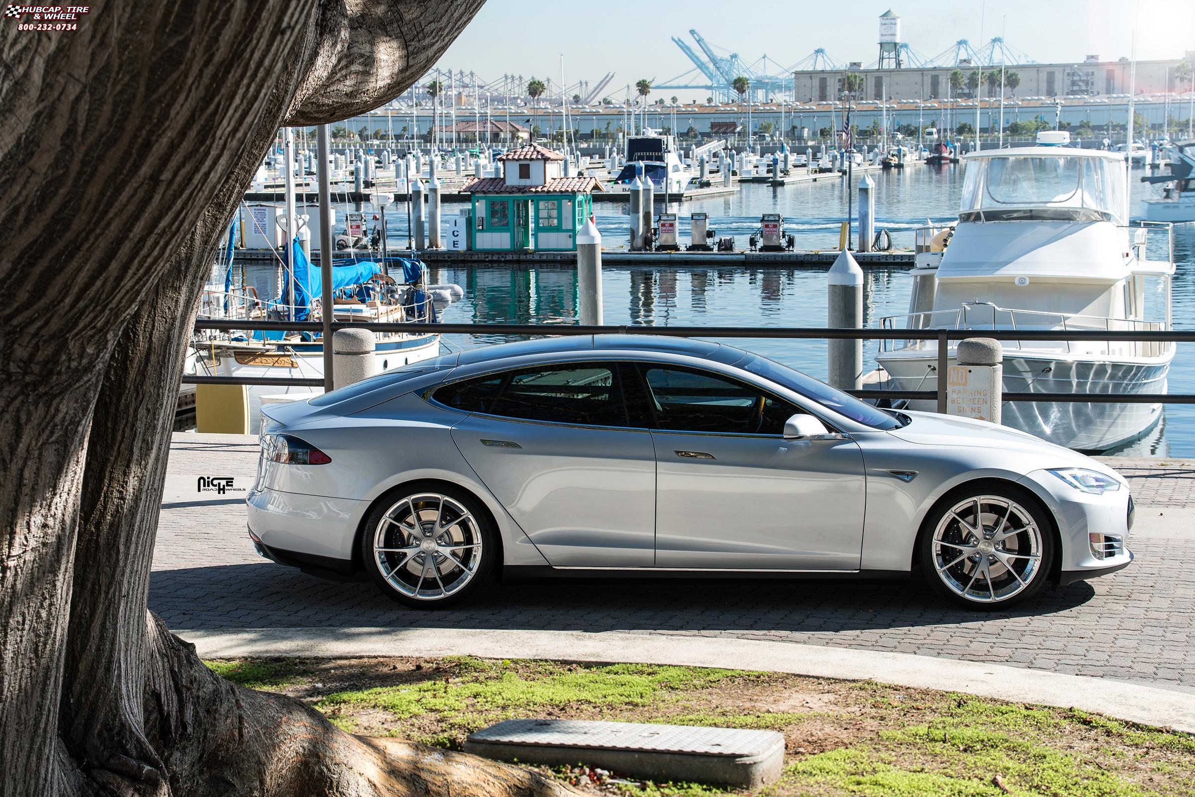vehicle gallery/tesla model s p85 niche stuttgart 21x9  Brushed Face | Hi Luster Polished Windows | Brushed Barrel wheels and rims