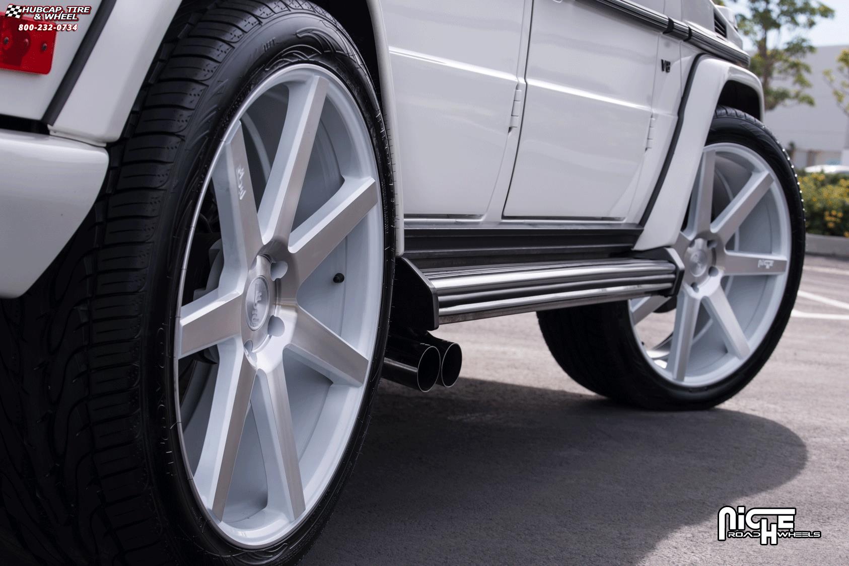 vehicle gallery/mercedes benz g550 niche verona m151  Gloss White & Machined wheels and rims