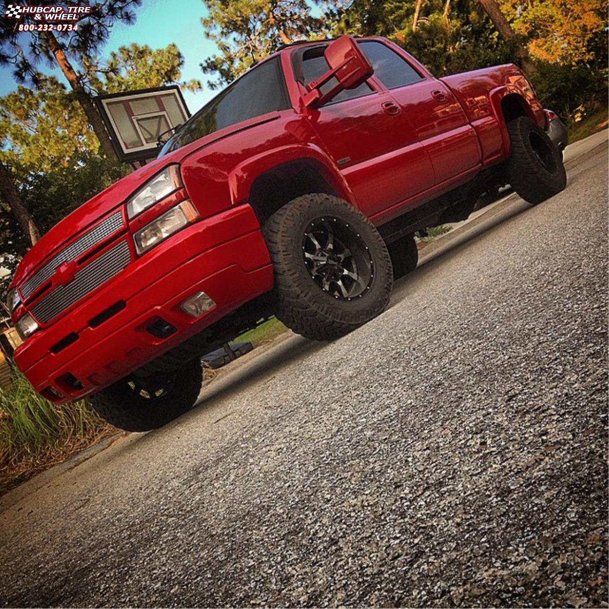 vehicle gallery/chevrolet silverado 1500 moto metal mo970  Gloss Black Machined Face wheels and rims