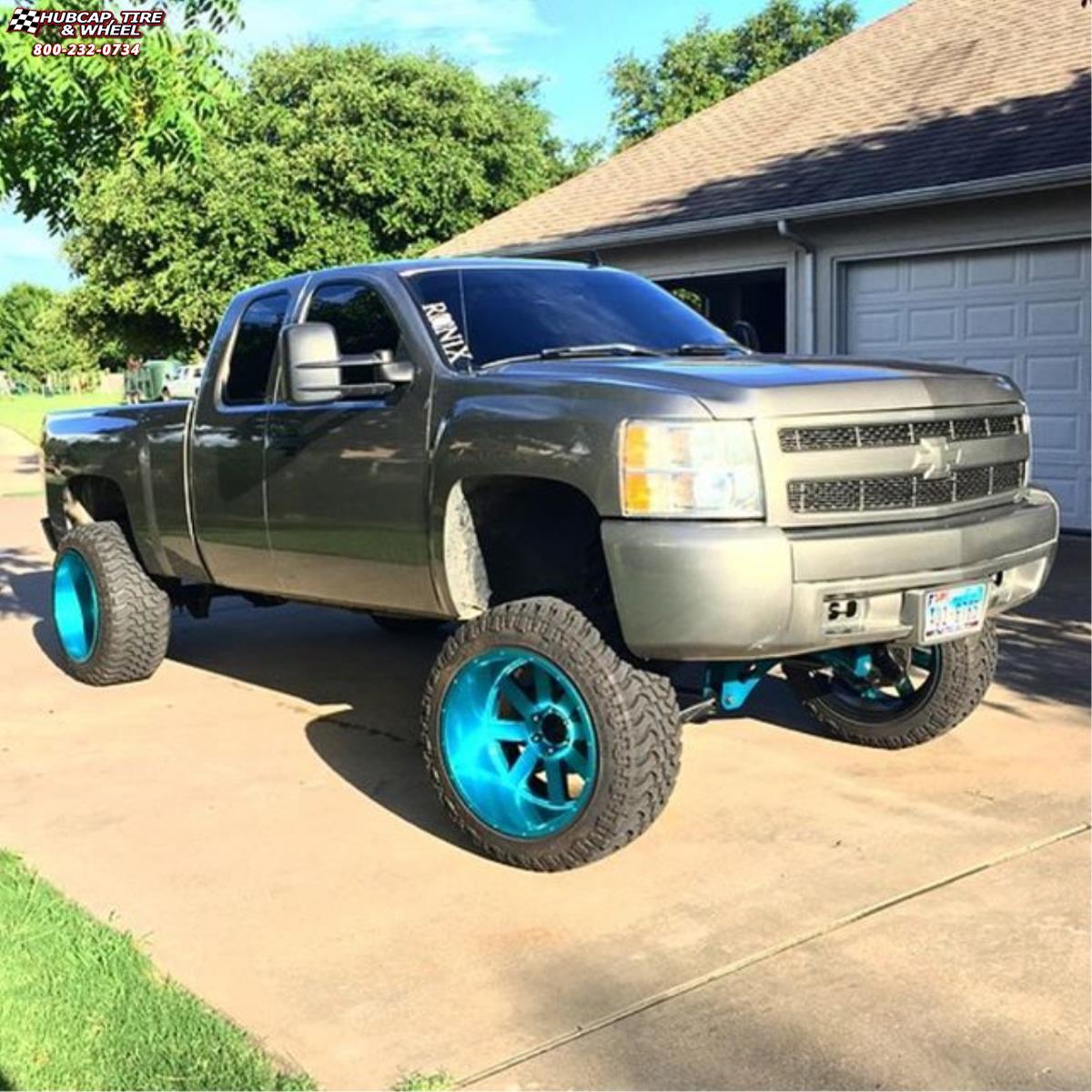 vehicle gallery/chevrolet silverado 2500 moto metal mo962  Teal Blue wheels and rims