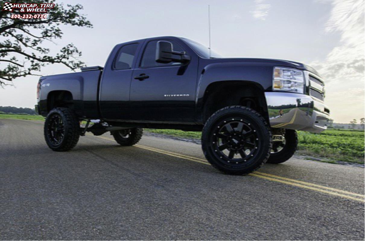 vehicle gallery/chevrolet silverado 1500 moto metal mo962  Gloss Black & Milled wheels and rims