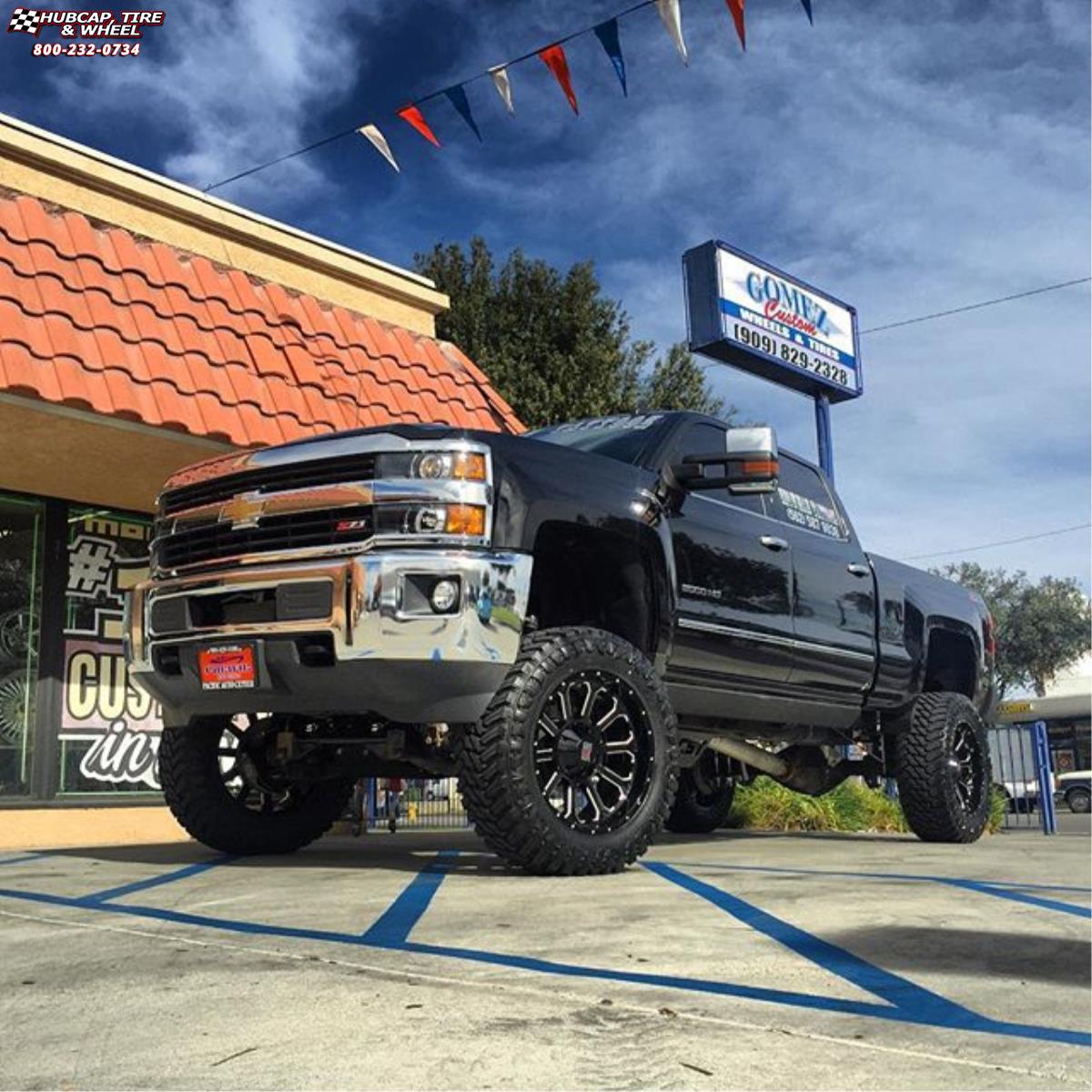 vehicle gallery/chevrolet silverado 2500 xd series xd806 bomb x  Gloss Black Milled wheels and rims