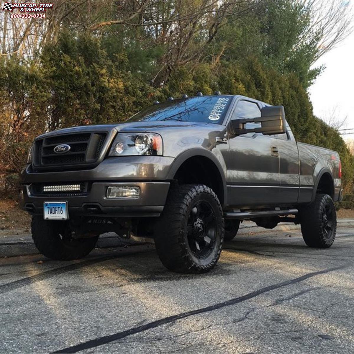 vehicle gallery/ford f 150 xd series xd811 rockstar 2 Satin Black and Black Inserts wheels and rims