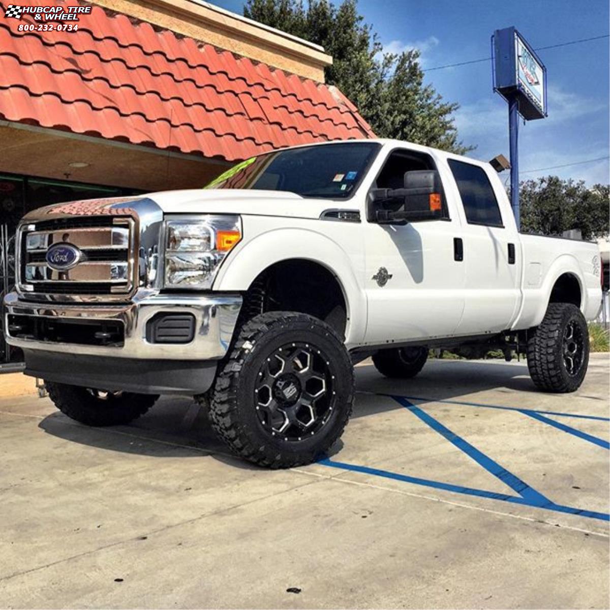 vehicle gallery/ford f 250 xd series xd813 battalion  Gloss Black Milled wheels and rims