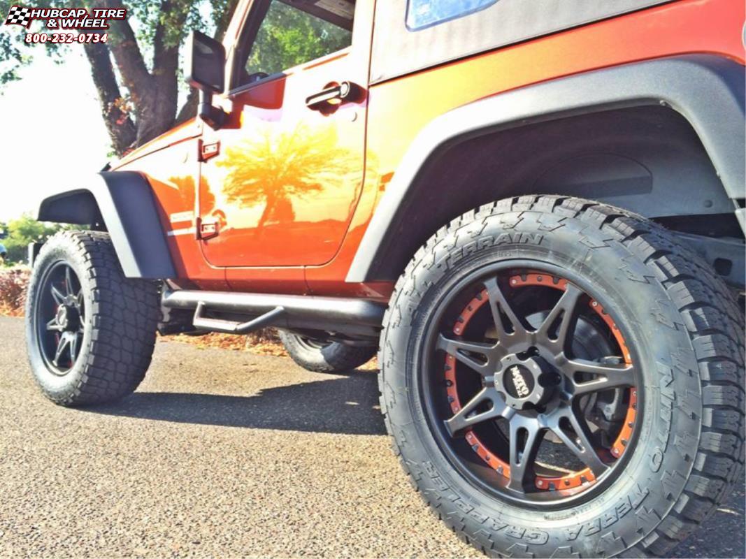 vehicle gallery/jeep wrangler moto metal mo961  Satin Black Orange Insert wheels and rims