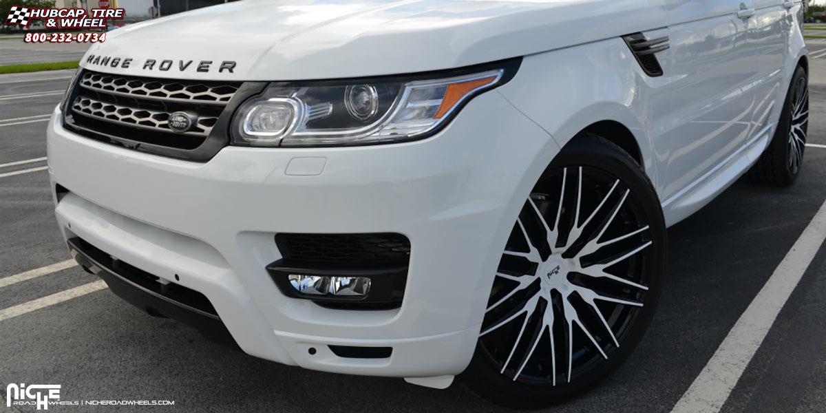 vehicle gallery/land rover range rover niche anzio m164 22x105  Gloss Black wheels and rims