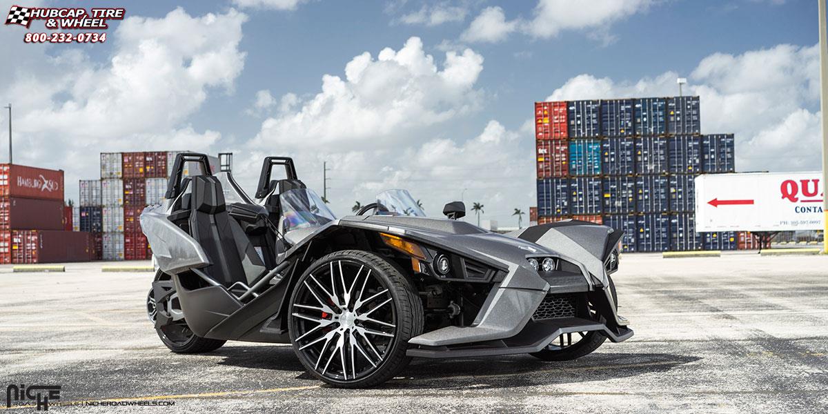 vehicle gallery/polaris slingshot niche anzio m165 22x9  Gloss Black with Brushed Face wheels and rims