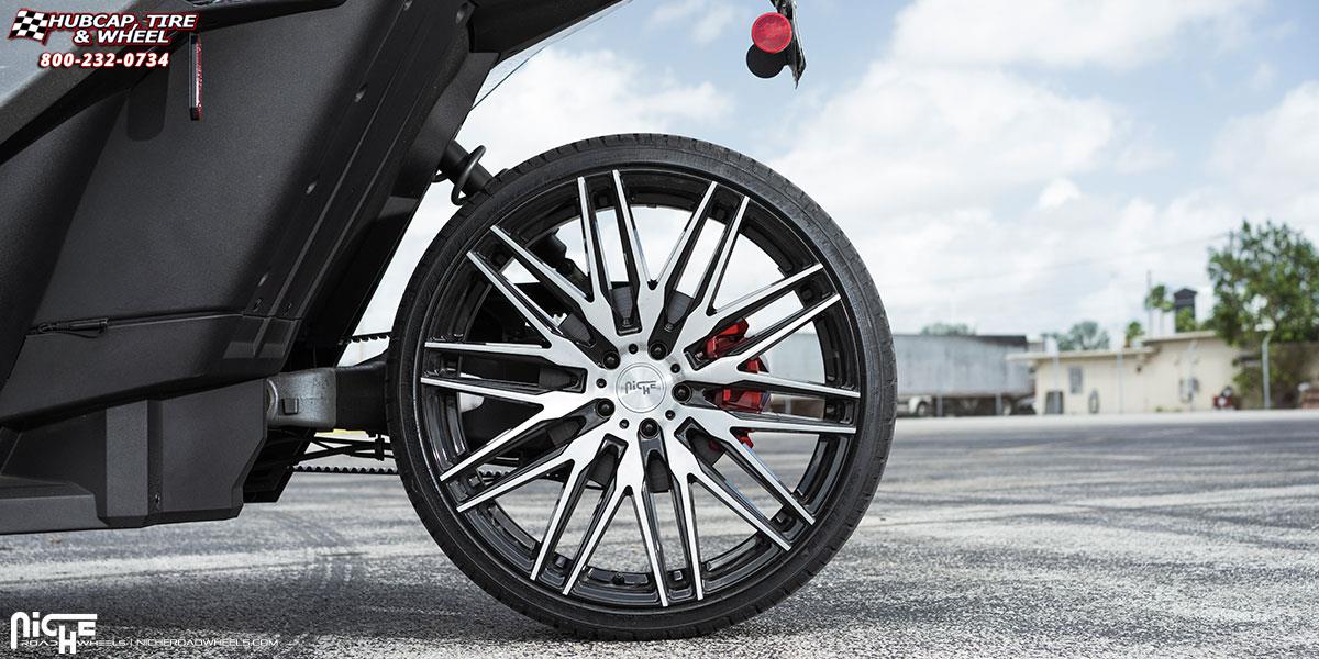 vehicle gallery/polaris slingshot niche anzio m165 22x9  Gloss Black with Brushed Face wheels and rims