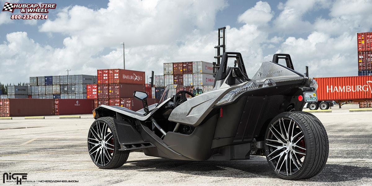 vehicle gallery/polaris slingshot niche anzio m165 22x9  Gloss Black with Brushed Face wheels and rims