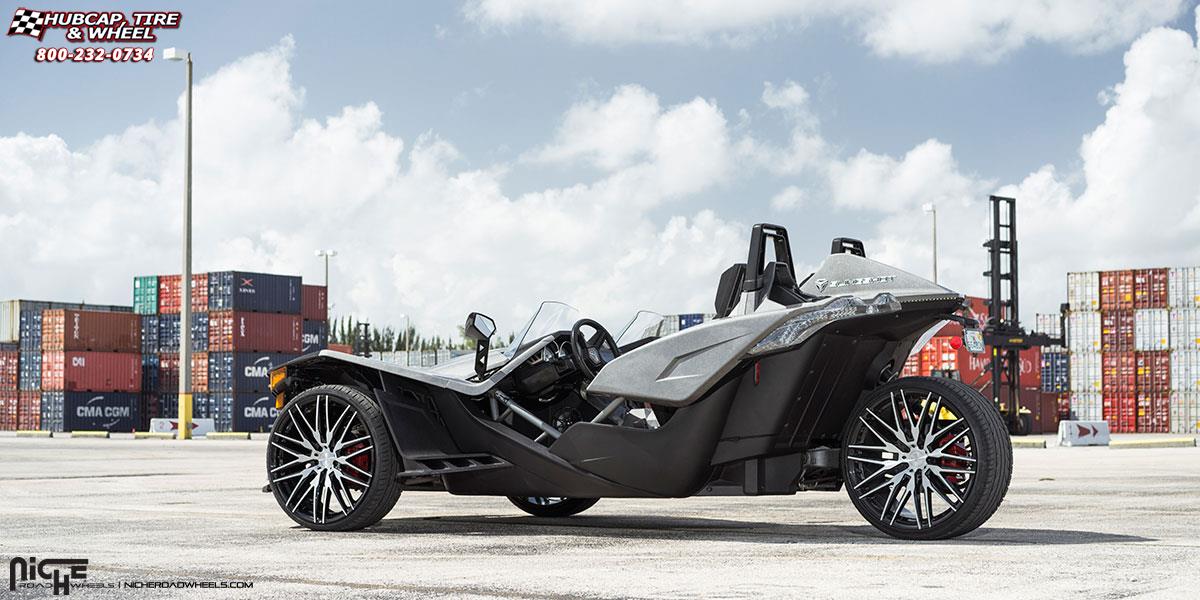 vehicle gallery/polaris slingshot niche anzio m165 22x9  Gloss Black with Brushed Face wheels and rims