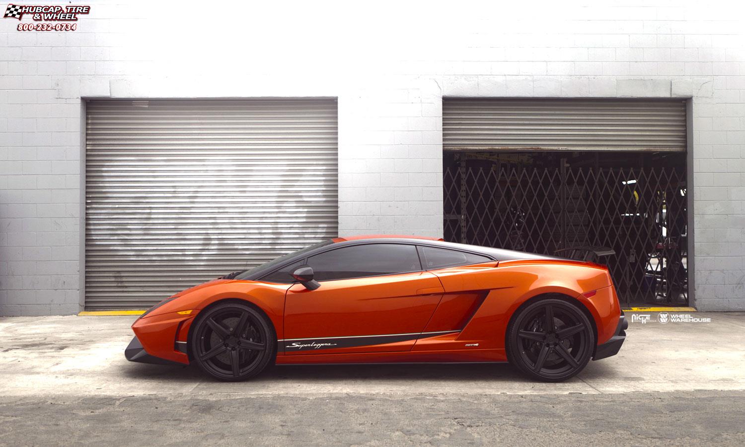 vehicle gallery/lamborghini gallardo superleggera lp 570 niche apex 20x85  Matte Black wheels and rims