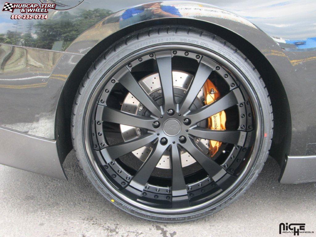 vehicle gallery/nissan gt r niche element 22x95  Candy Black wheels and rims