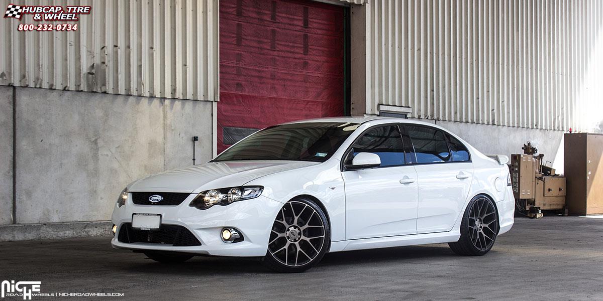 vehicle gallery/fg falcon niche intake m159 20x9  Black & Machined with Dark Tint wheels and rims