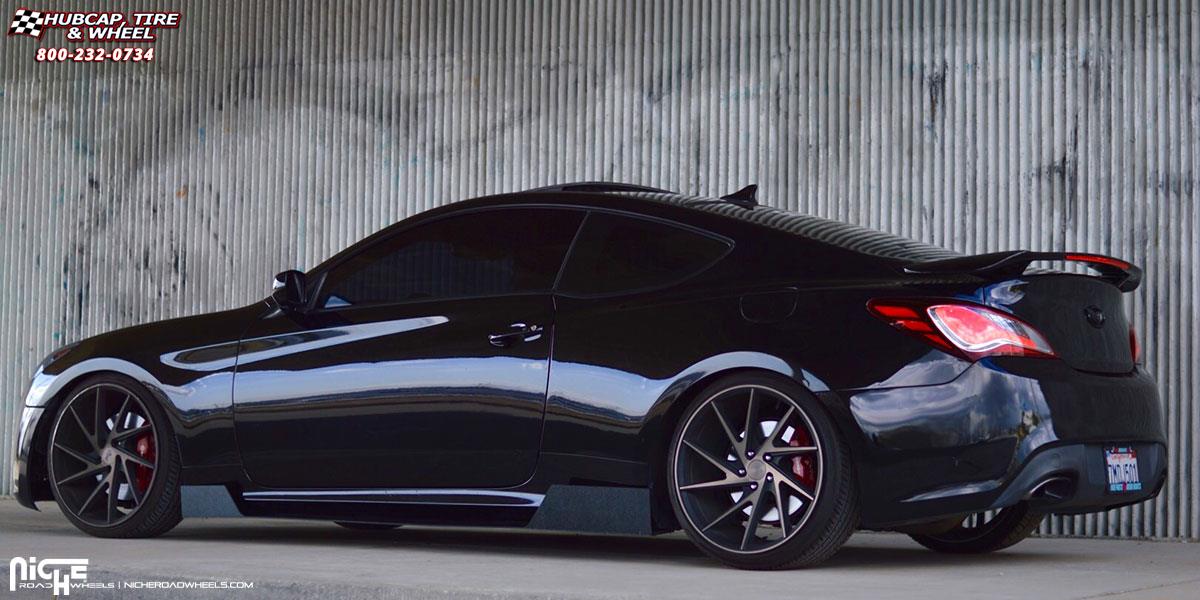 vehicle gallery/hyundai genesis niche invert m163 20x9  Black & Machined with Dark Tint wheels and rims