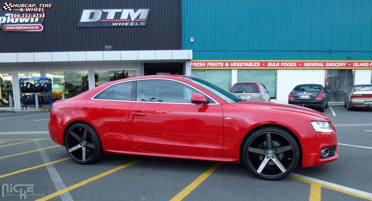 vehicle gallery/audi a5 niche milan m134 20x85  Black & Machined with Dark Tint wheels and rims