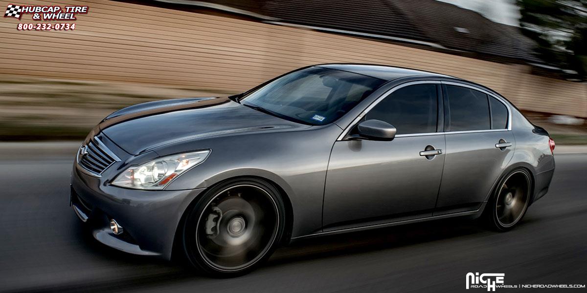 vehicle gallery/infiniti g37 niche milan m134 20x85 Black & Machined with Dark Tint wheels and rims